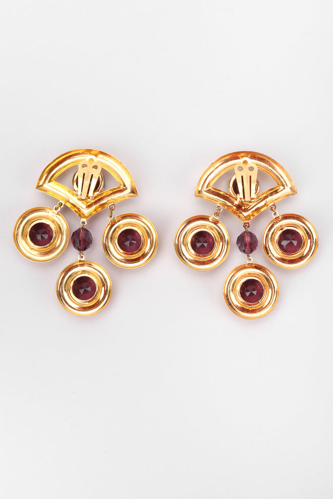 Recess Los Angeles Vintage Amethyst Crystal Chandelier Fan Drop Earrings