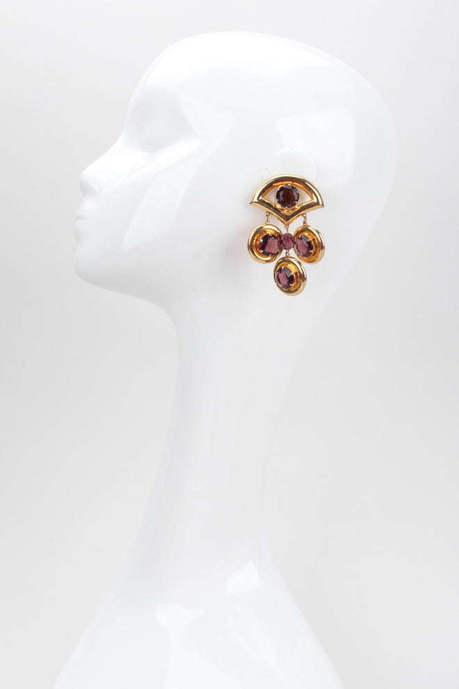 Recess Los Angeles Vintage Amethyst Crystal Chandelier Fan Drop Earrings
