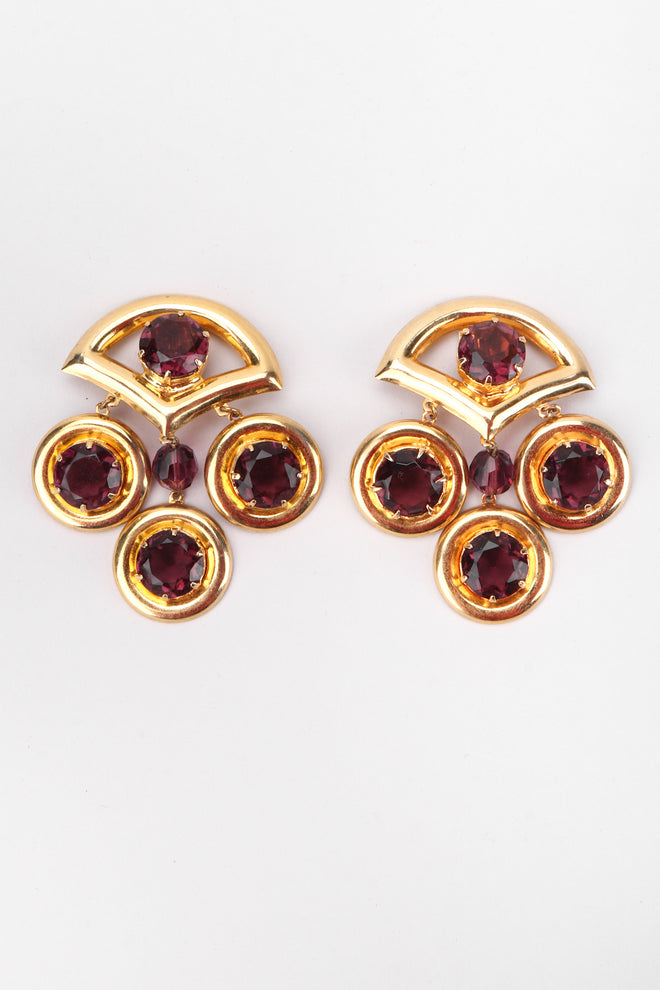 Recess Los Angeles Vintage Amethyst Crystal Chandelier Fan Drop Earrings