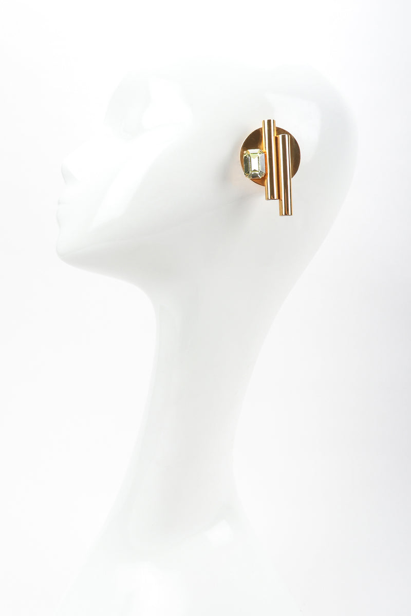 Recess Vintage 80s Gold Geometric Button Earrings on Mannequin