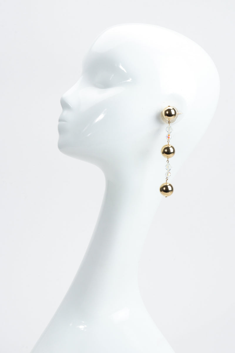 Vintage Long Ball & Crystal Drop Earrings on Mannequin at Recess Los Angeles