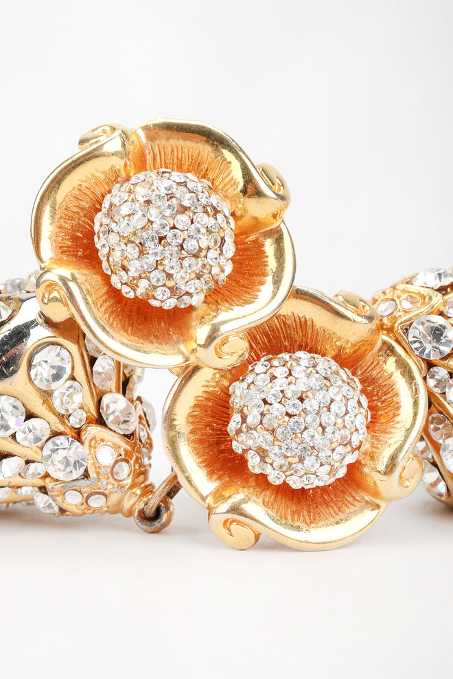 Recess Los Angeles Designer Consignment Resale Vintage Unsigned Art Nouveau Gold Crystal Blossom Drop Earring
