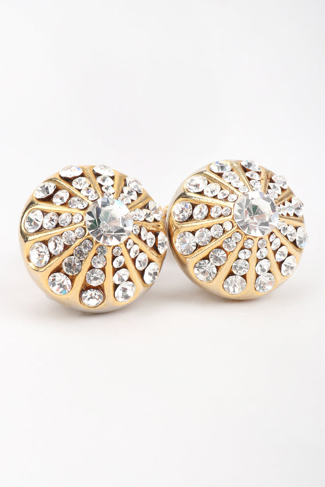 Recess Los Angeles Designer Consignment Resale Vintage Unsigned Art Nouveau Gold Crystal Blossom Drop Earring