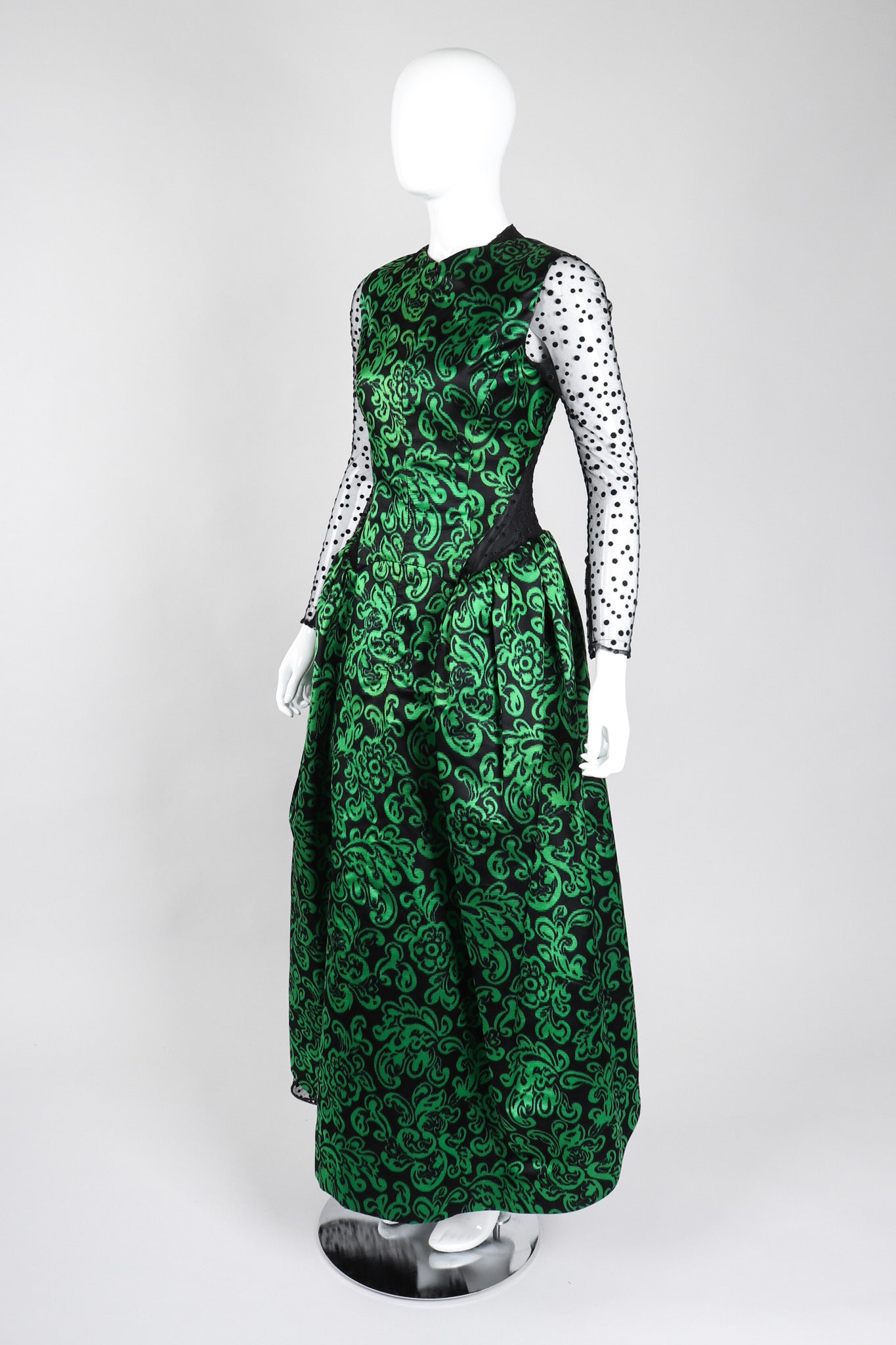 Recess Los Angeles Vintage No Label Geoffrey Beene Sheer Panel Satin Gown