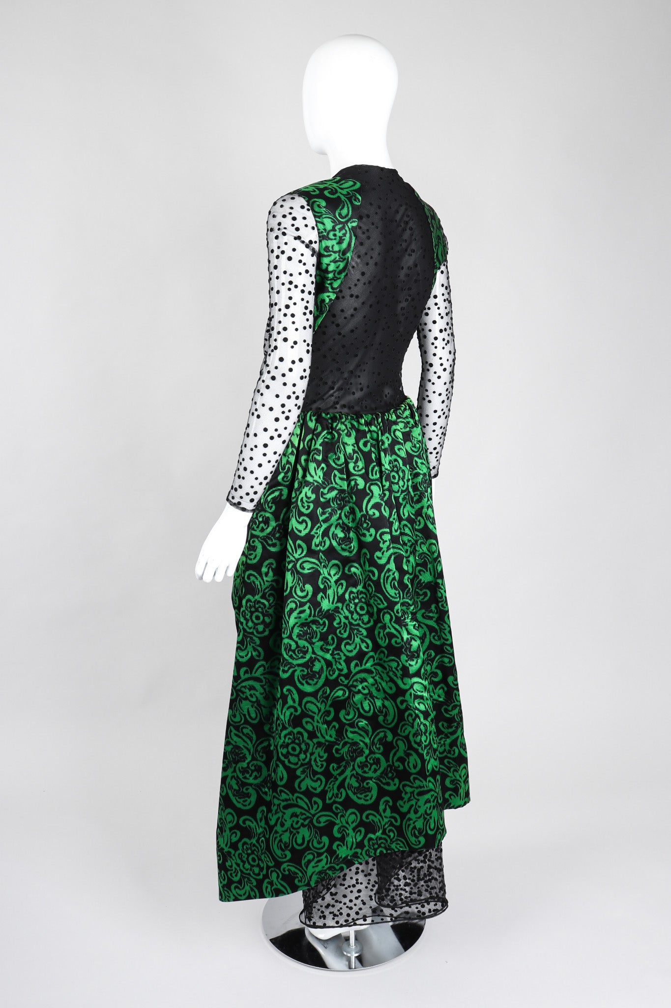 Recess Los Angeles Vintage No Label Geoffrey Beene Sheer Panel Satin Gown