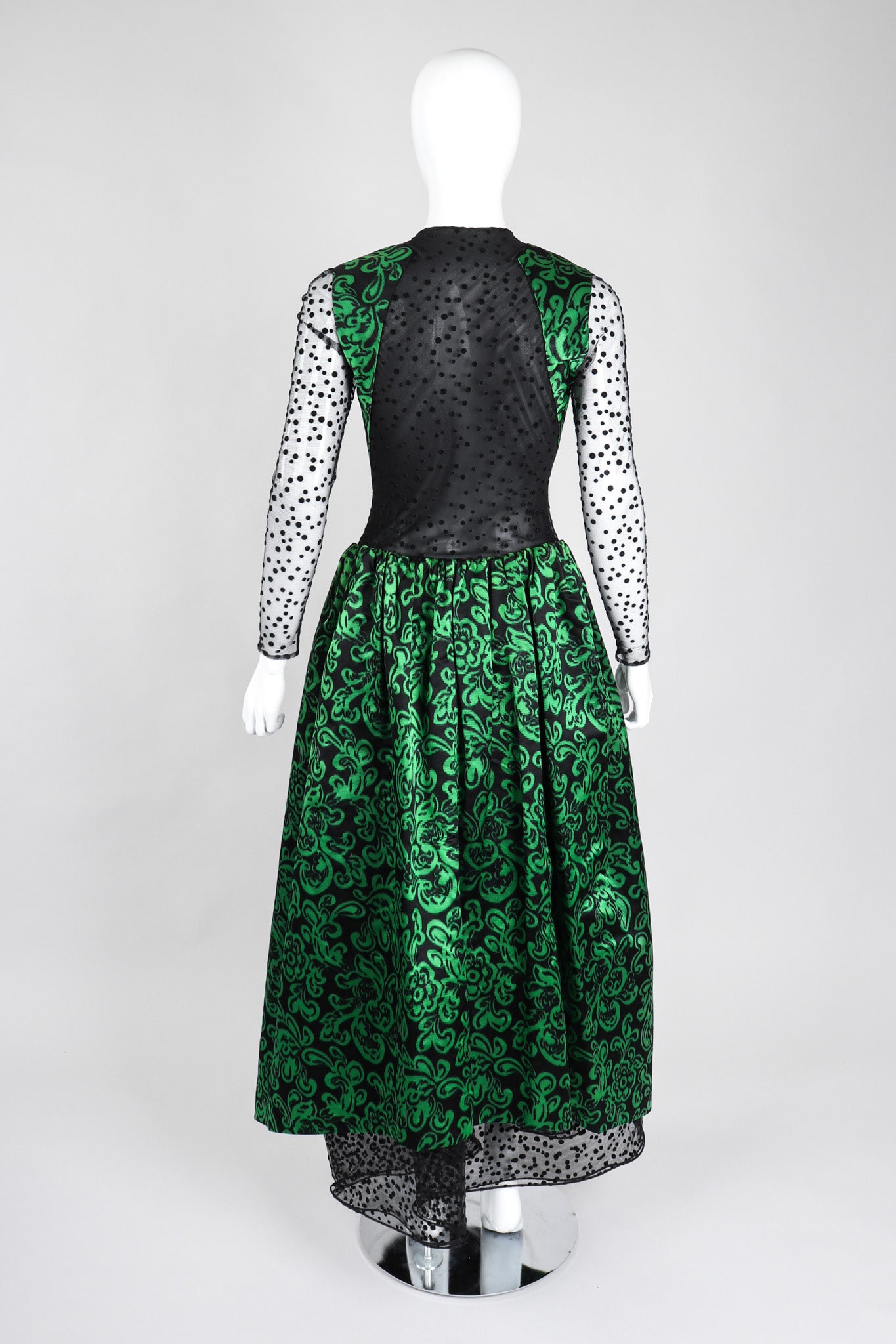 Recess Los Angeles Vintage No Label Geoffrey Beene Sheer Panel Satin Gown