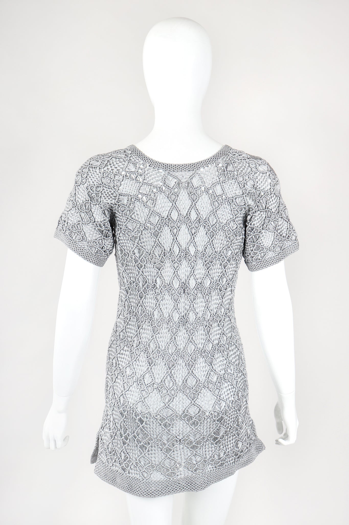 Recess Designer Consignment Vintage Knotted Macrame Fringe Top & Skirt Set Outfit Los Angeles Resale