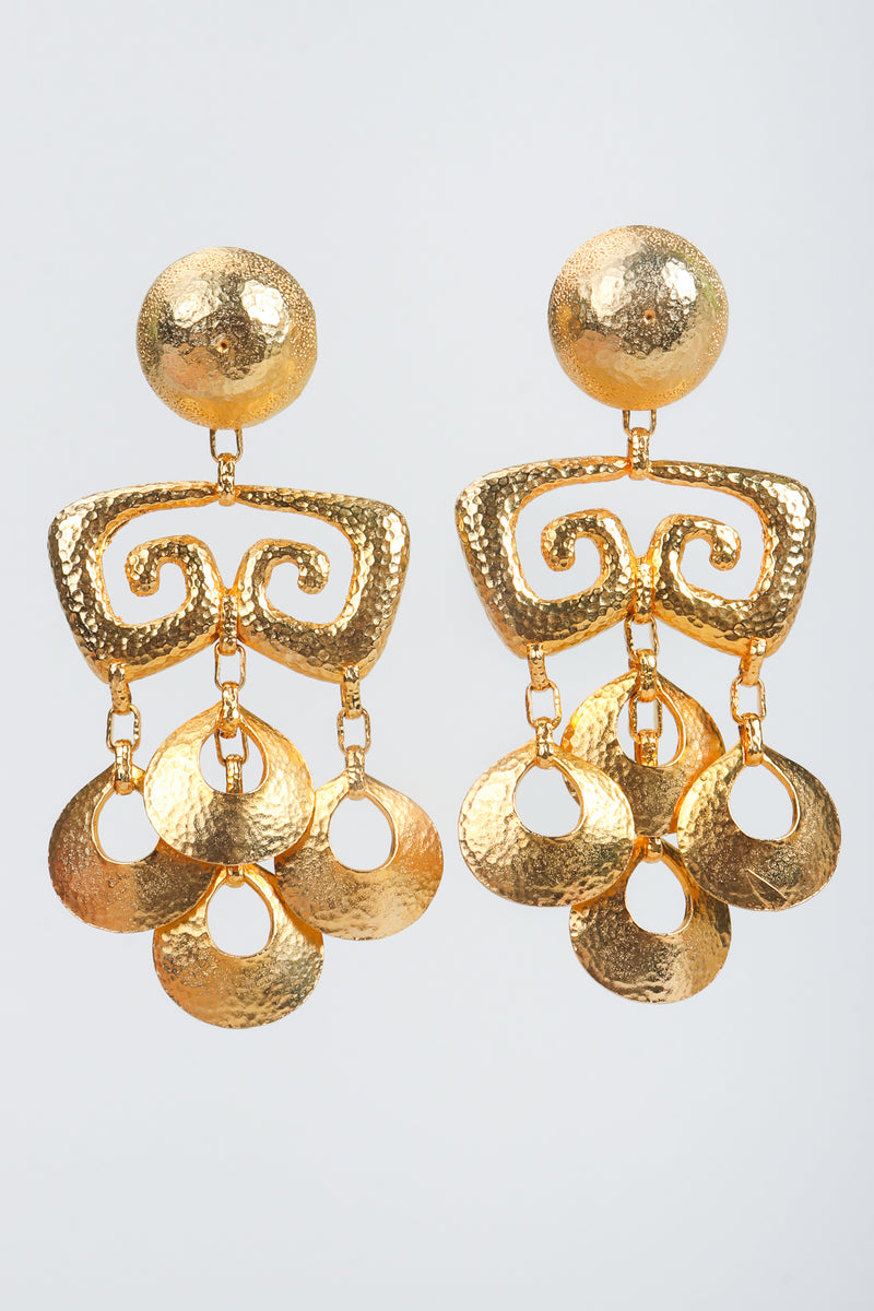 Vintage Brutalist Hammered Gold Chandelier Earrings at Recess Los Angeles