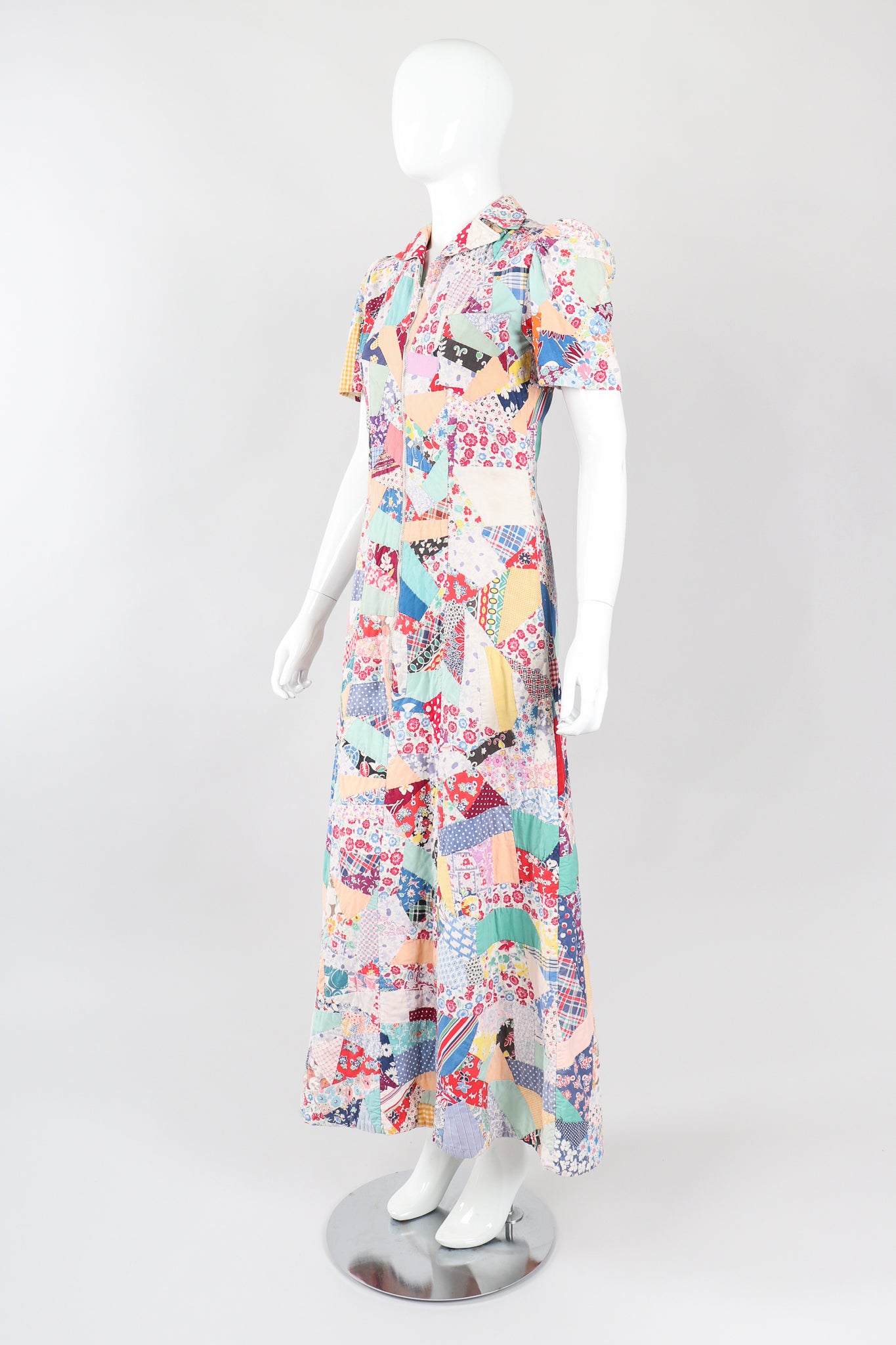Recess Los Angeles Vintage Designer Consignment Cotton Quilted Patchwork Maxi Dress