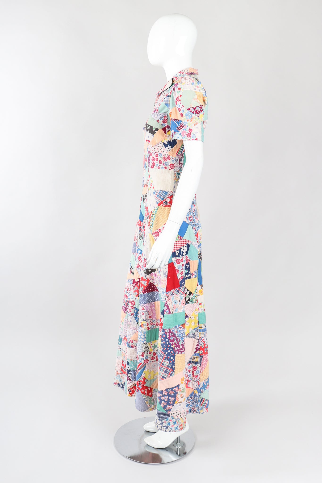 Recess Los Angeles Vintage Designer Consignment Cotton Quilted Patchwork Maxi Dress