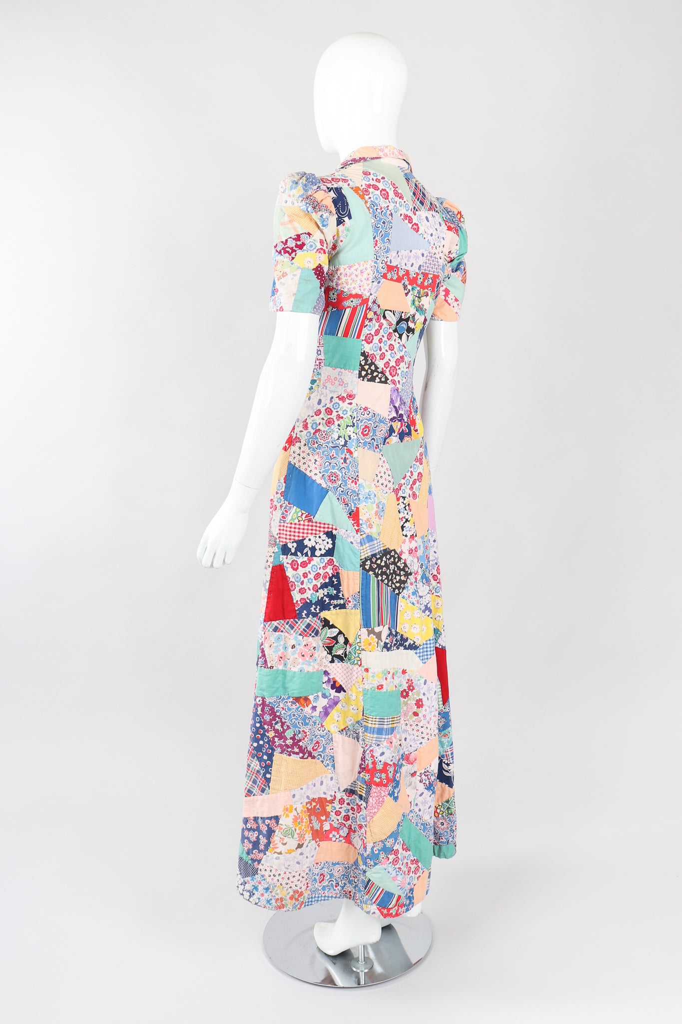Recess Los Angeles Vintage Designer Consignment Cotton Quilted Patchwork Maxi Dress