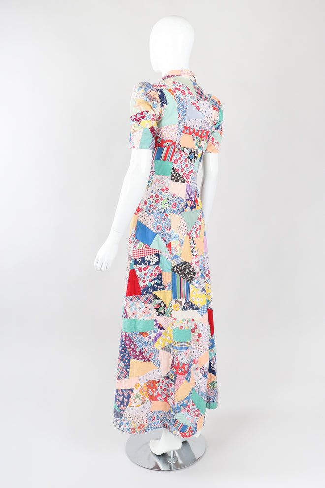 Recess Los Angeles Vintage Designer Consignment Cotton Quilted Patchwork Maxi Dress