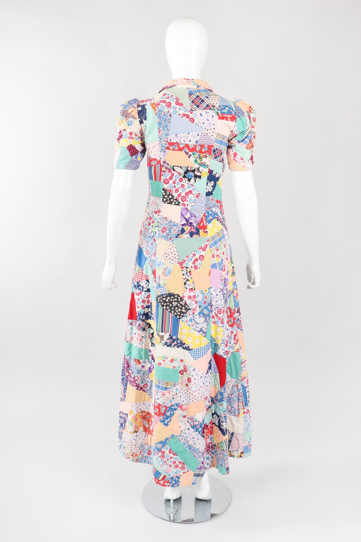 Recess Los Angeles Vintage Designer Consignment Cotton Quilted Patchwork Maxi Dress