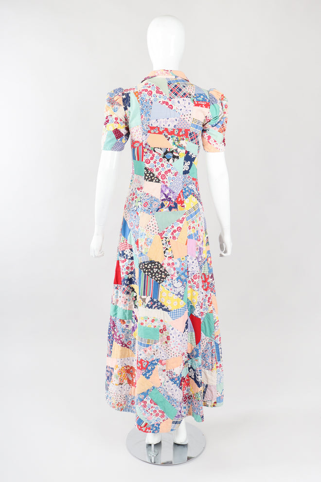 Recess Los Angeles Vintage Designer Consignment Cotton Quilted Patchwork Maxi Dress