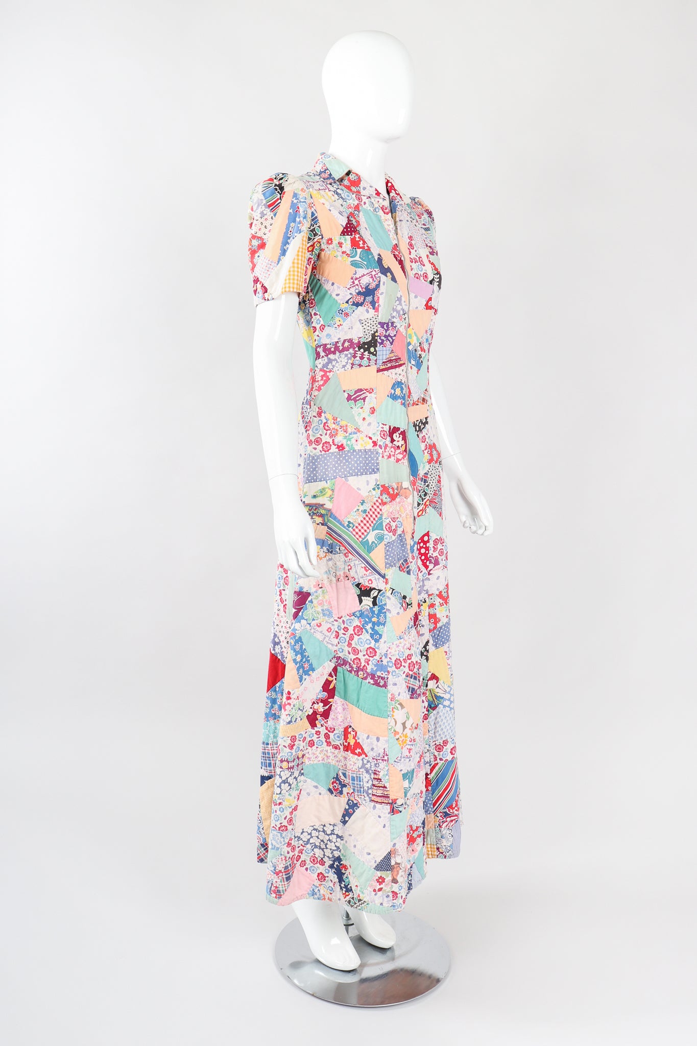 Recess Los Angeles Vintage Designer Consignment Cotton Quilted Patchwork Maxi Dress