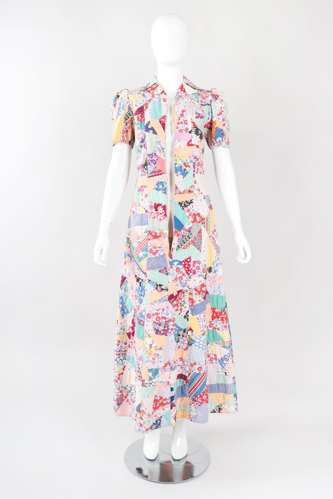 Recess Los Angeles Vintage Designer Consignment Cotton Quilted Patchwork Maxi Dress