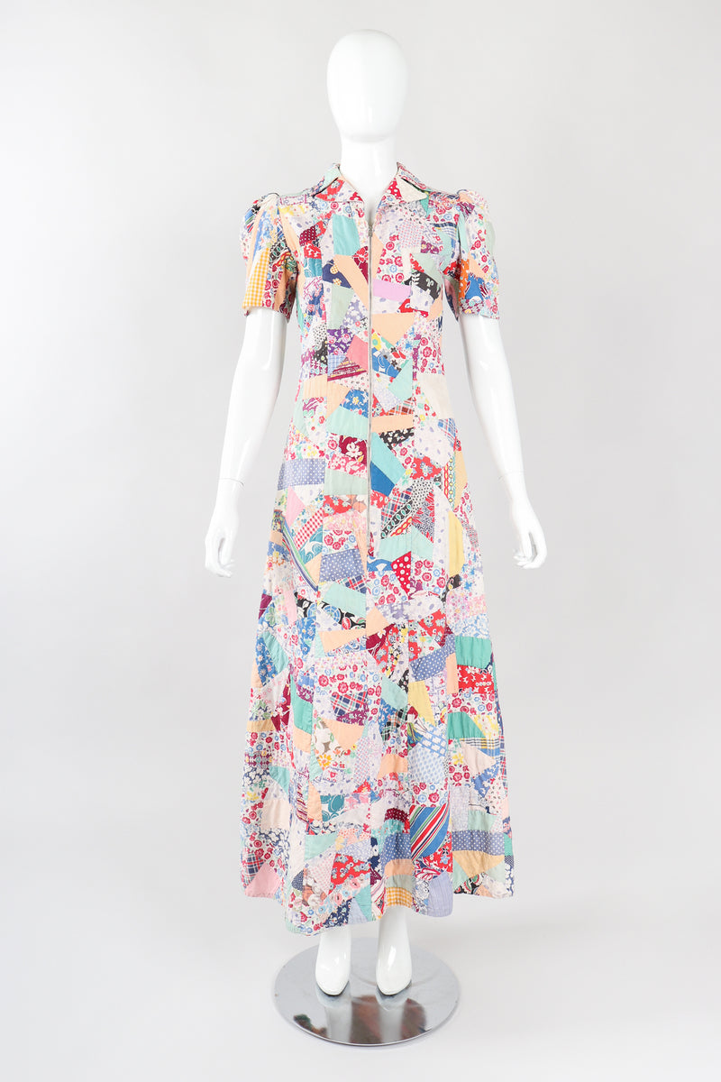 Recess Los Angeles Vintage Designer Consignment Cotton Quilted Patchwork Maxi Dress