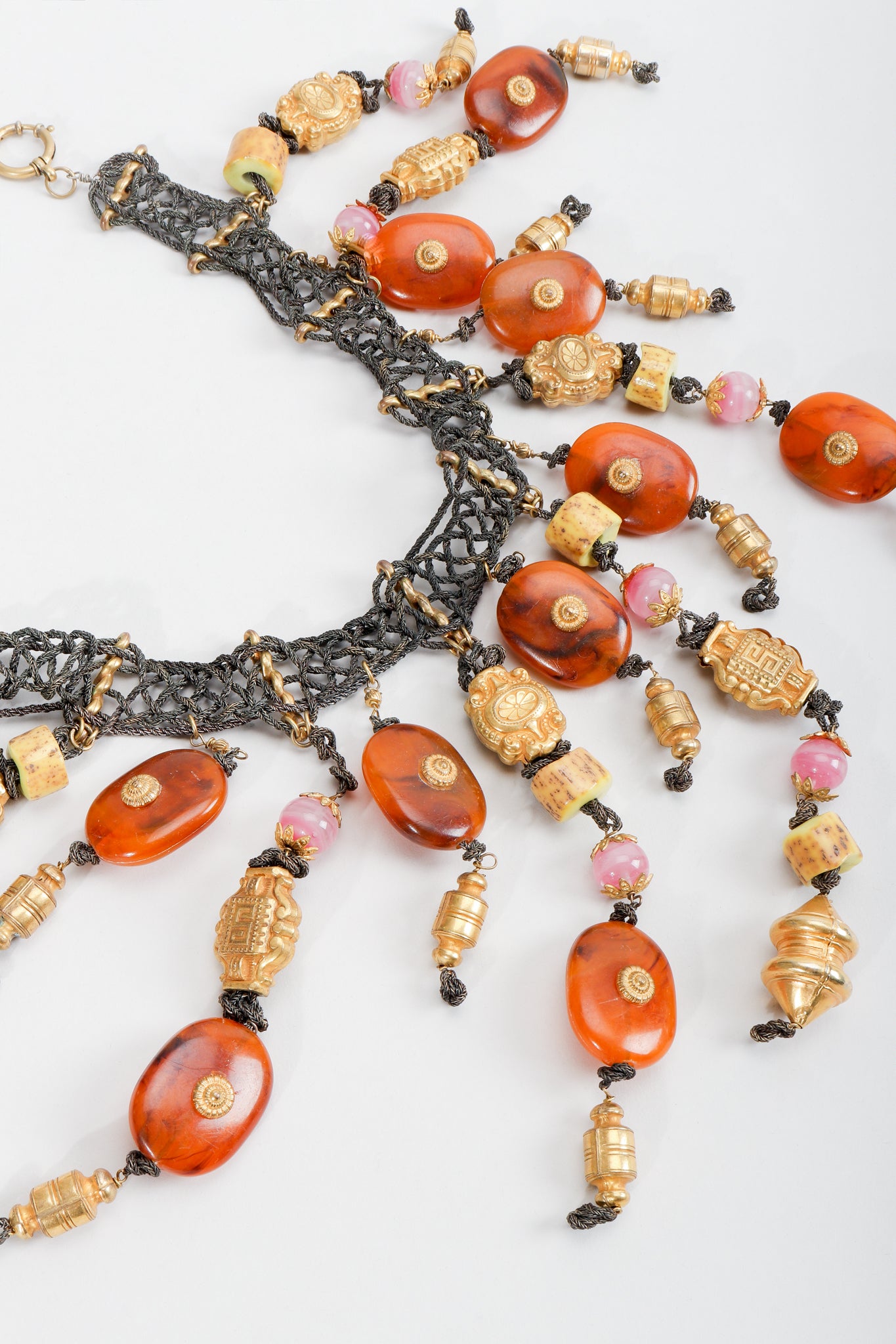 Vintage Valentino Artisan Eastern Bead Waterfall Choker Necklace at Recess