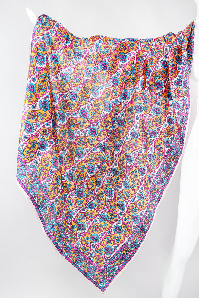Recess Los Angeles Designer Consignment Vintage Oversized Hand-blocked Bagh Indian Silk Shawl Scarf Sarong