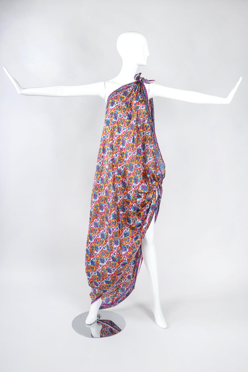 Recess Los Angeles Designer Consignment Vintage Oversized Hand-blocked Bagh Indian Silk Shawl Scarf Sarong