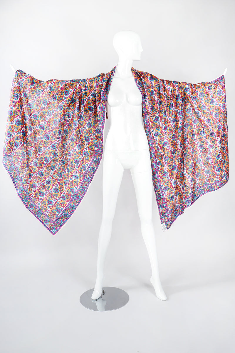 Recess Los Angeles Designer Consignment Vintage Oversized Hand-blocked Bagh Indian Silk Shawl Scarf Sarong