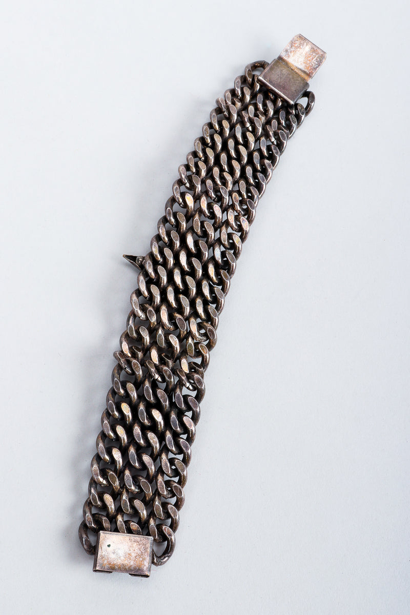 Vintage Unsigned Pink Stars Oxidized Chain Link Bracelet Backside