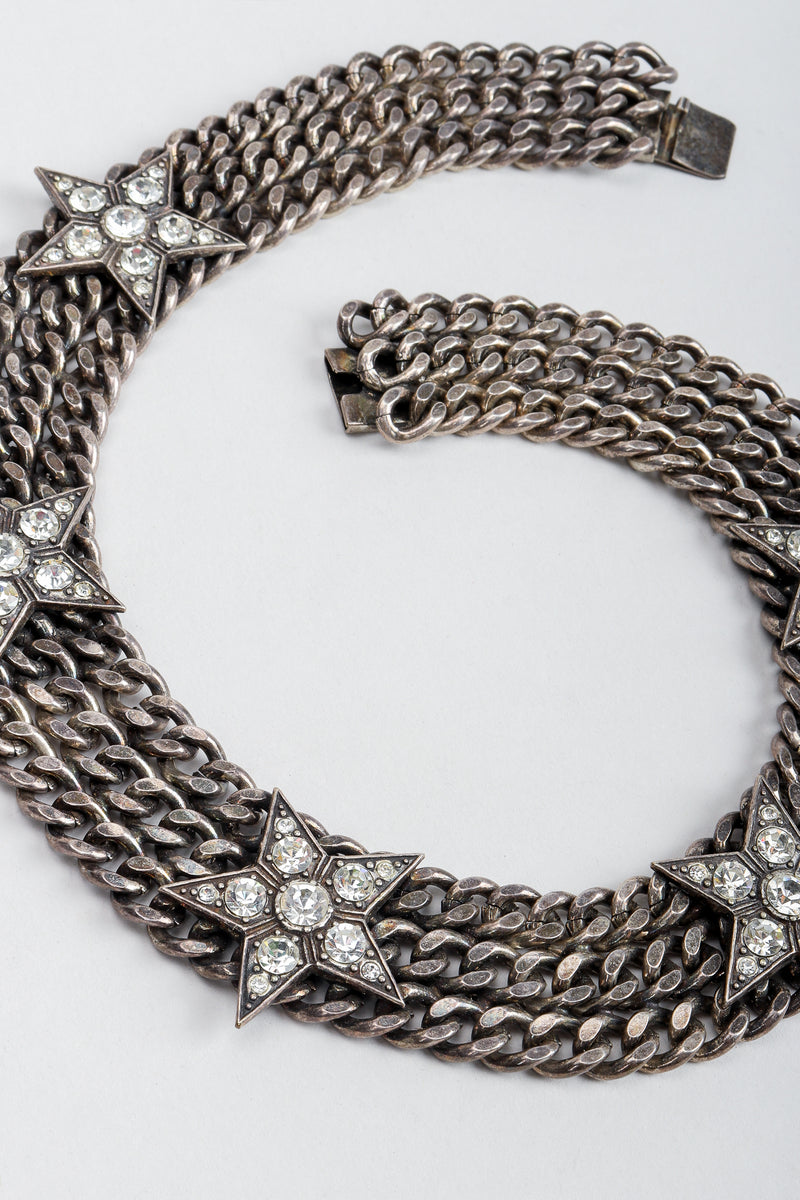 Vintage Unsigned Starry Curb Chain Collar Necklace Swirled on Grey
