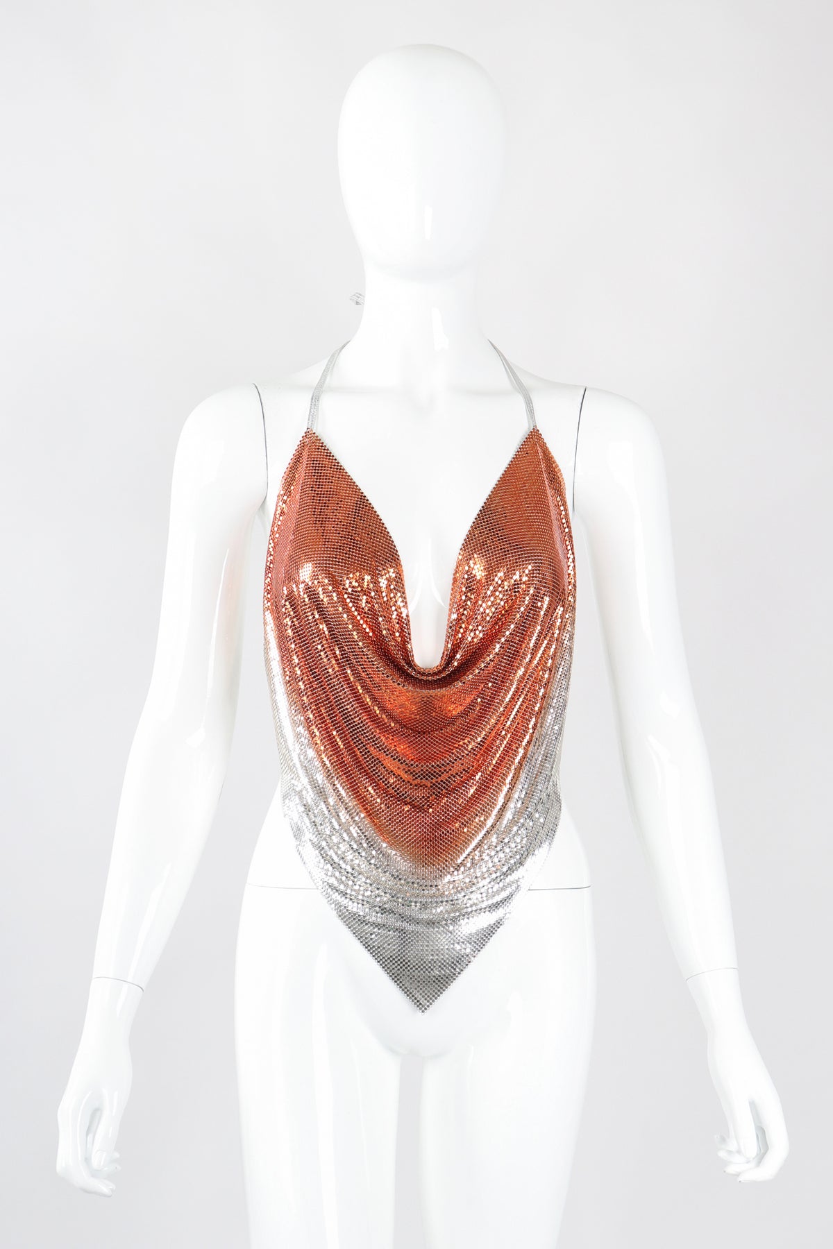 Vintage Ombre Liquid Metal Mesh Halter Top – Recess