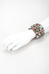 Recess Vintage Brutalist Mosaic Gemstone Hinged Plate Bracelet on Mannequin Arm