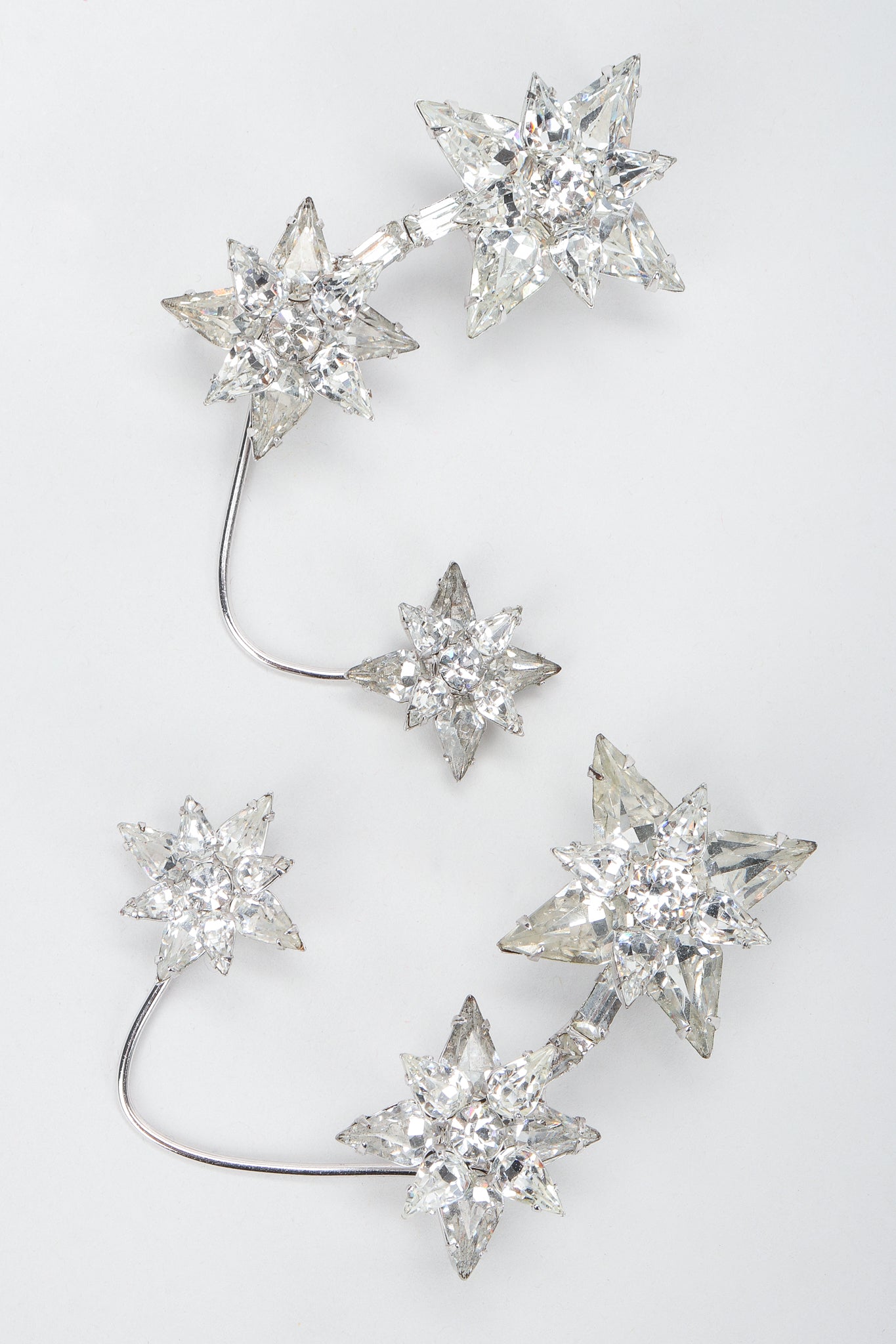 Vintage Unsigned Avant Garde Crystal Star Ear Hooks at Recess Los Angeles