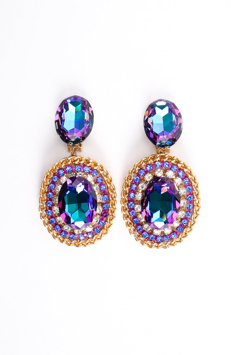 Vintage Oversized Iridescent Crystal Rhinestone Wrapped Earrings at Recess Los Angeles