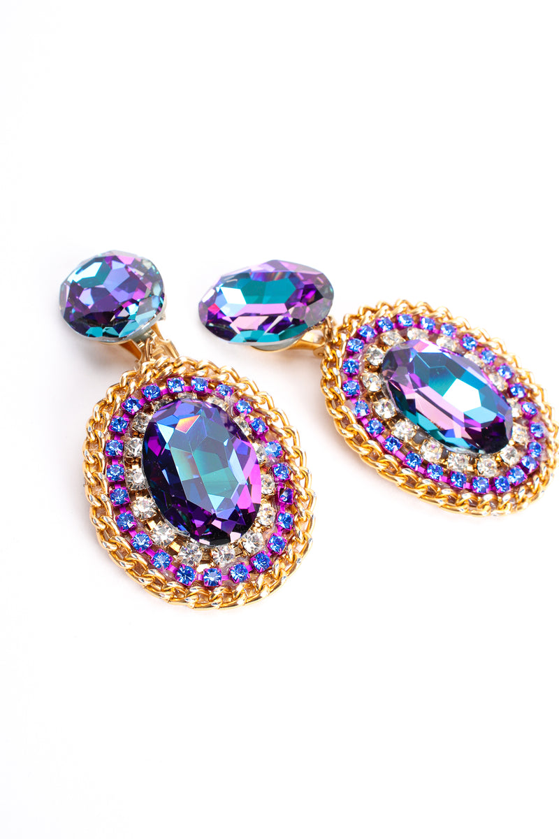 Vintage Oversized Iridescent Crystal Rhinestone Wrapped Earrings at Recess Los Angeles