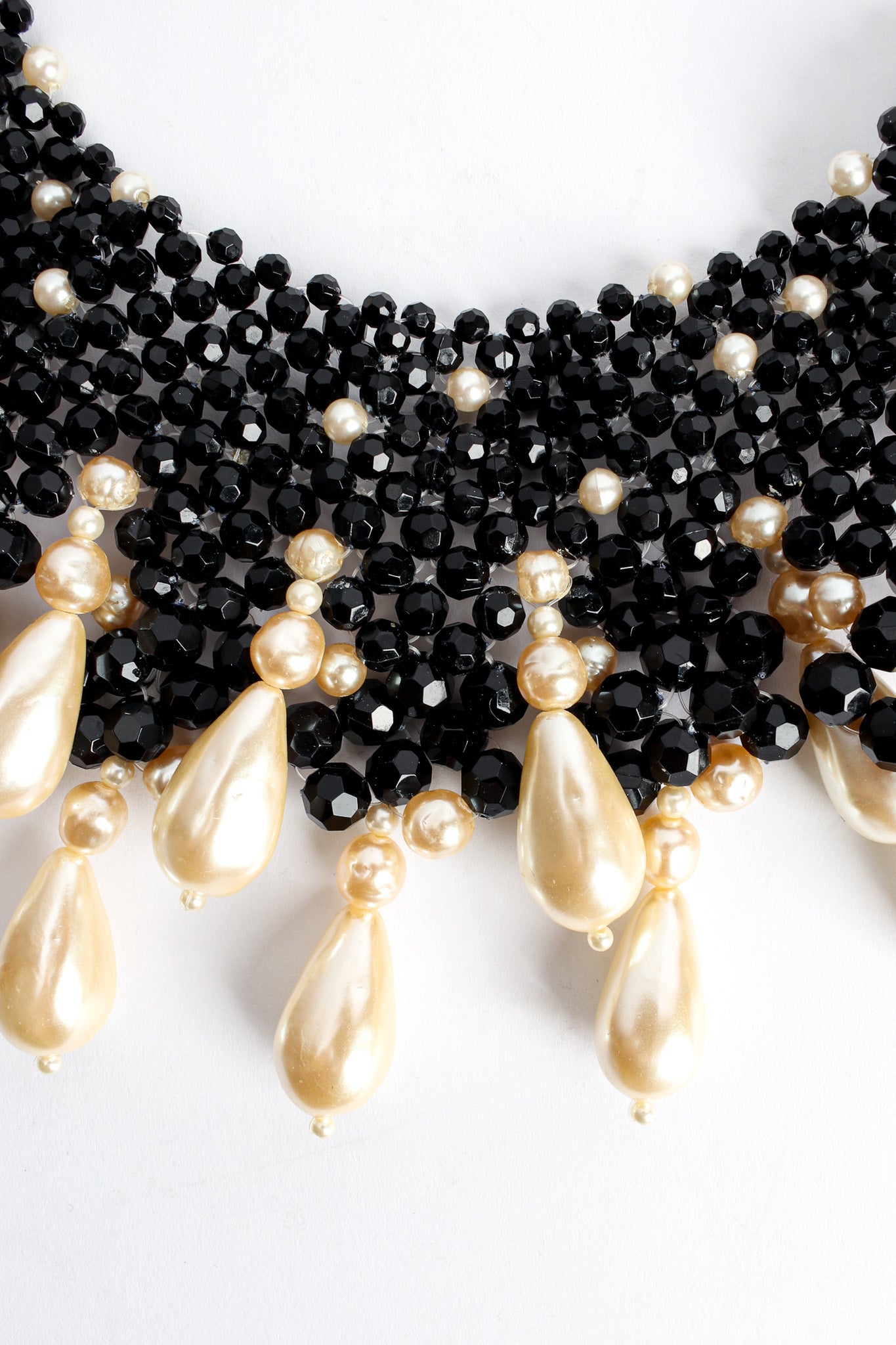 Vintage Teardrop Pearl Beaded Bib Necklace bead/pearl close @ Recess LA