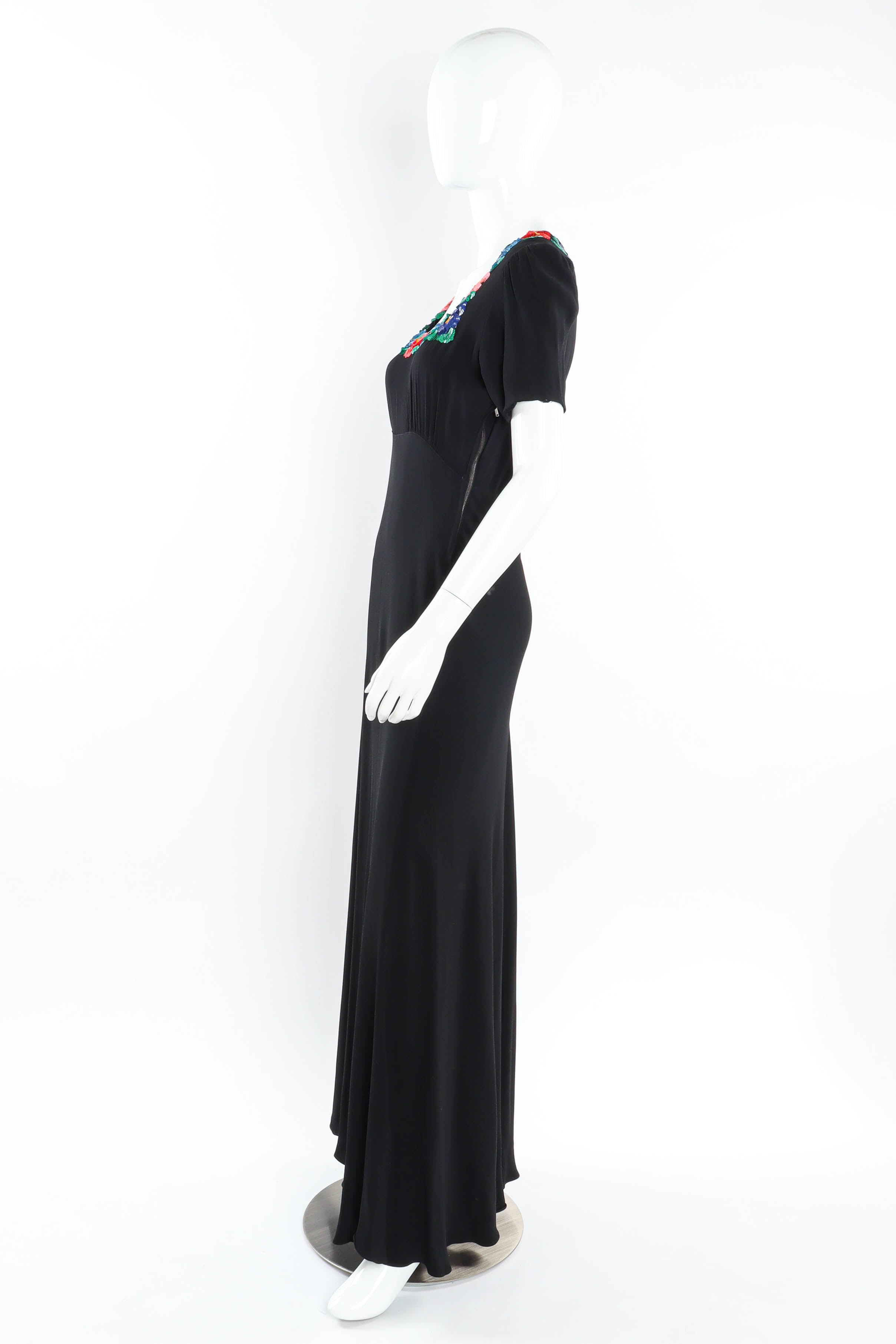 Vintage DCSB Original Sequin Floral Maxi Dress mannequinn side @ Recess Los Angeles