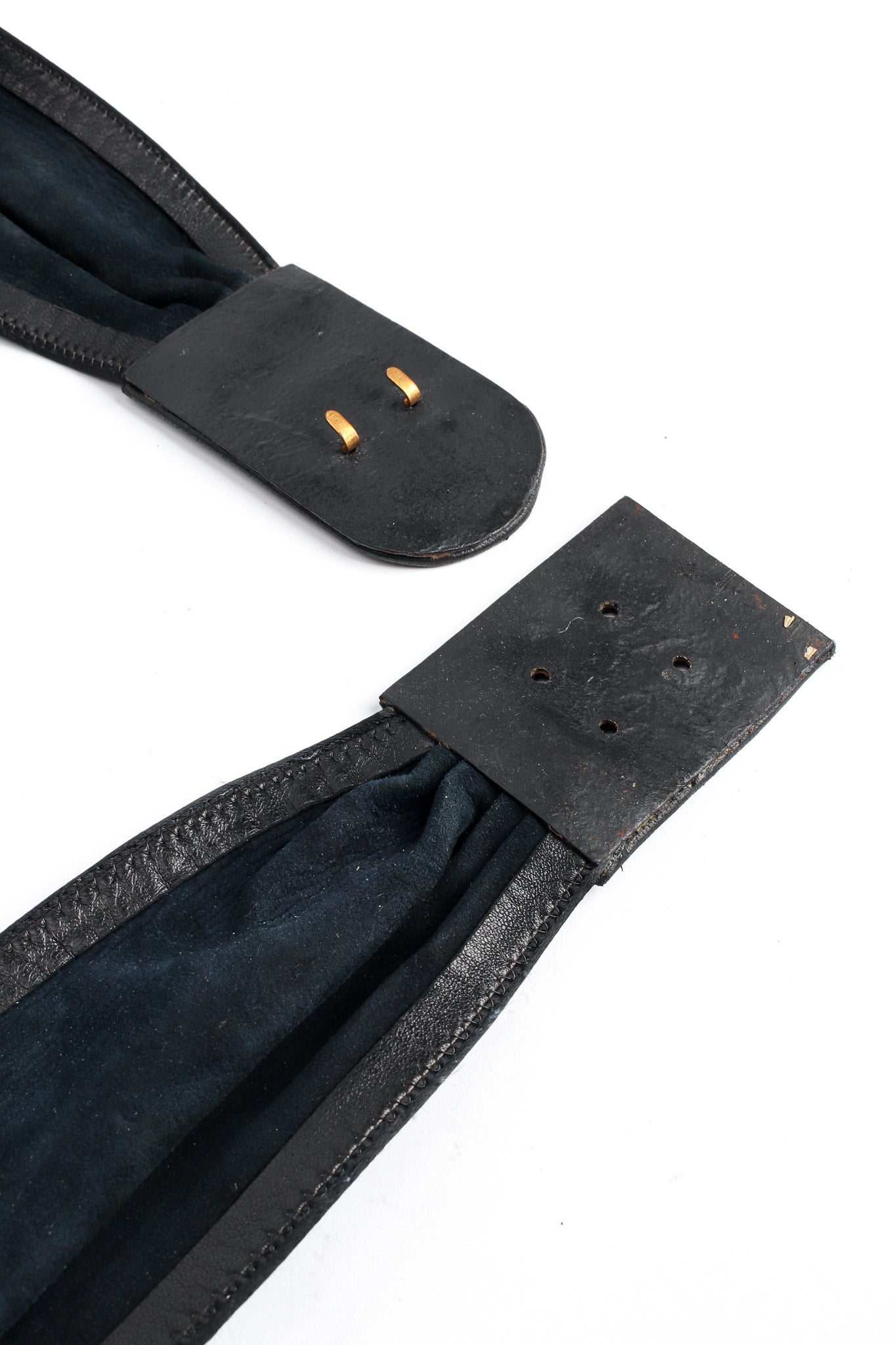 Vintage Floral Filigree Sapphire Leather Sash Belt belt clasp back marks/wear @ Recess LA