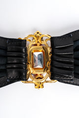 Vintage Floral Filigree Ruby Leather Sash Belt back rhinestone @ Recess LA