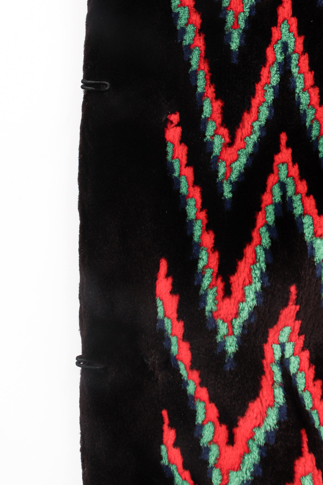 Vintage Rainbow Chevron Blanket Stripe Fur Coat hooks at Recess Los Angeles