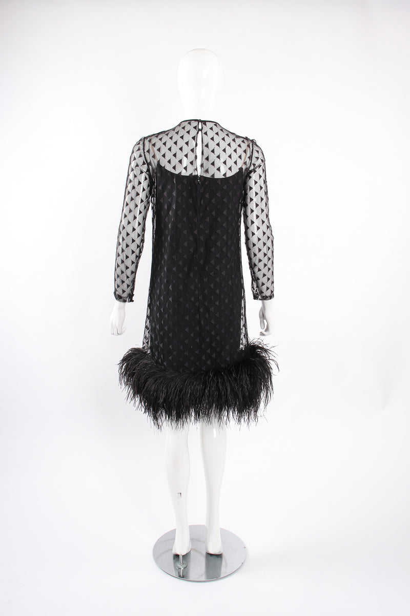 Vintage Ostrich Feather Mesh Dress on Mannequin back at Recess Los Angeles