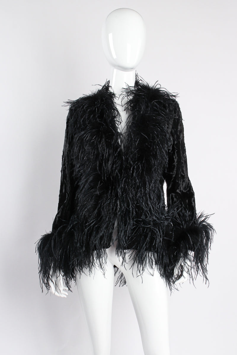 Vintage Crushed Velvet Ostrich Feather Jacket – Recess