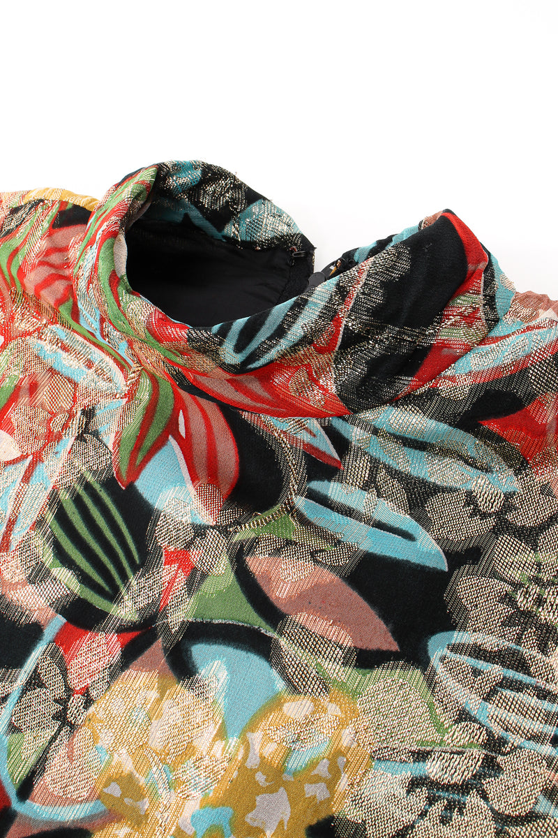 Vintage Floral Brocade Shift Gown collar detail at Recess Los Angeles