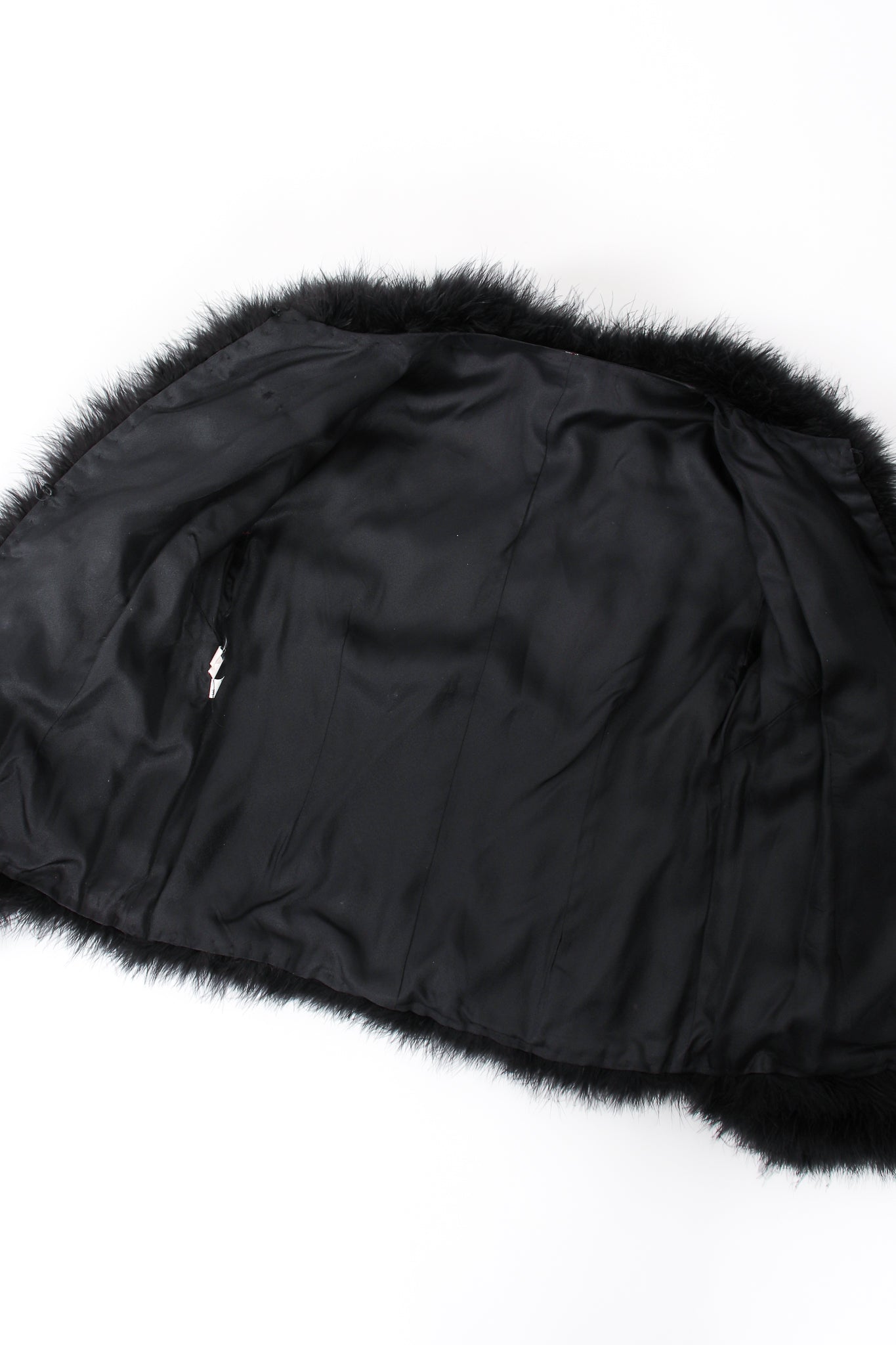 Vintage Black Chubby Marabou Feather Jacket lining at Recess Los Angeles