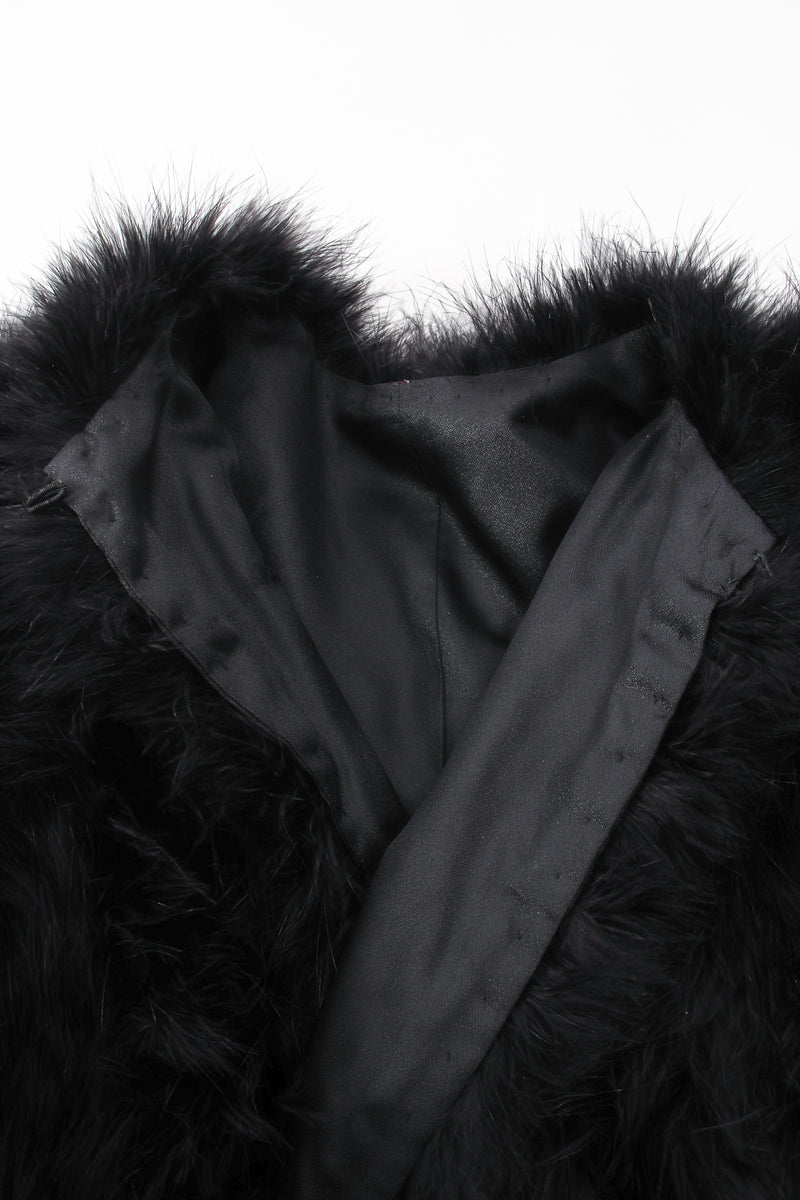 Vintage Black Chubby Marabou Feather Jacket closure at Recess Los Angeles
