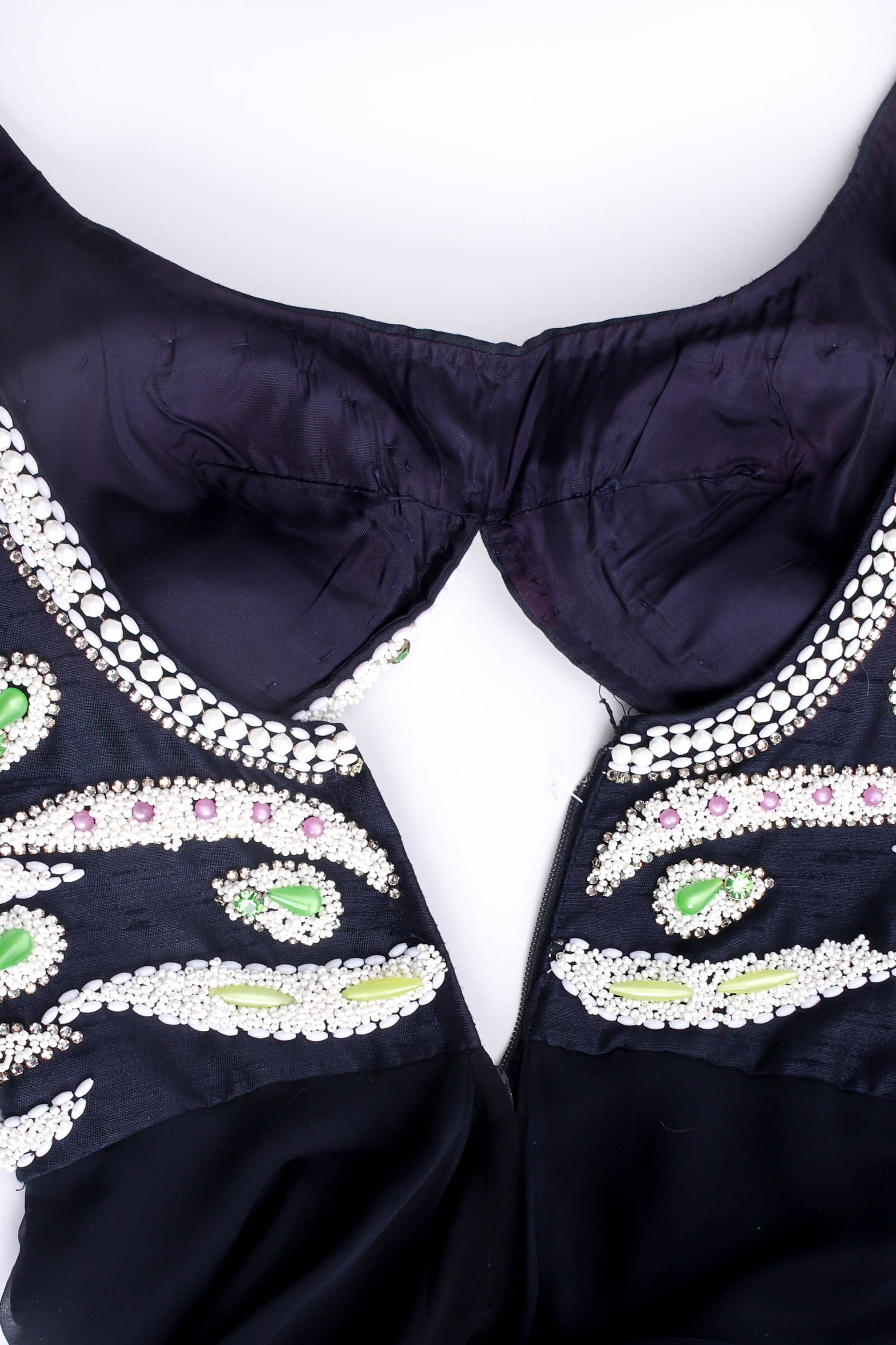 Vintage Oceanic Beaded Peek Jumpsuit padded bra close up  @ Recess LA
