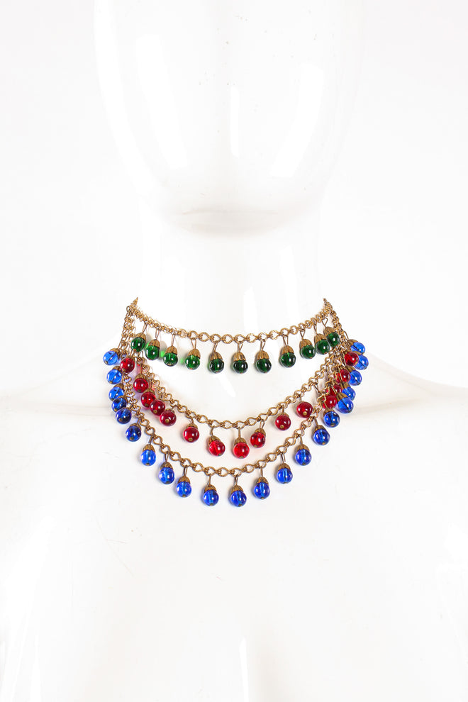 Vintage Tiered Glass Bead Bib Necklace on Mannequin at Recess Los Angeles