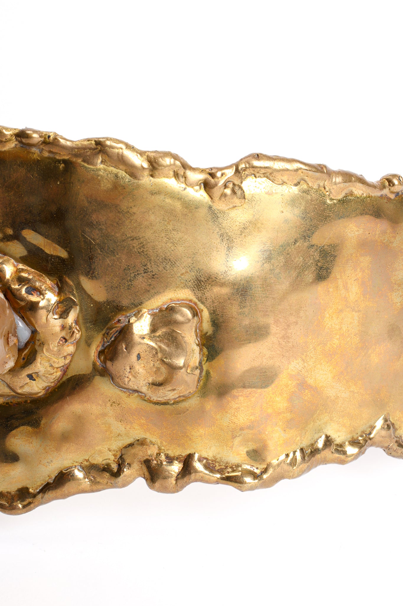 Vintage Hammered Brass Brutalist Stone Belt wear at Recess Los Angeles