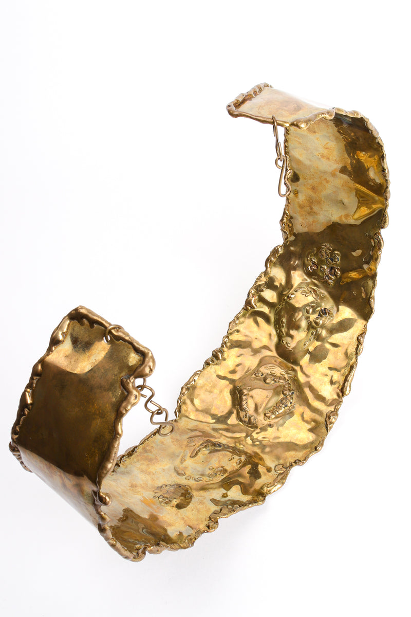 Vintage Hammered Brass Brutalist Stone Belt backside at Recess Los Angeles