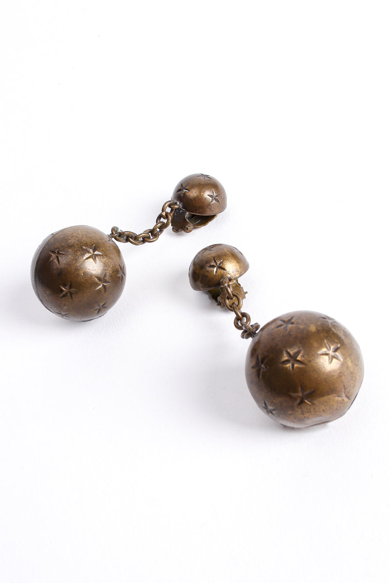 Vintage Antiqued Brass Starry Ball Drop Earrings at Recess Los Angeles