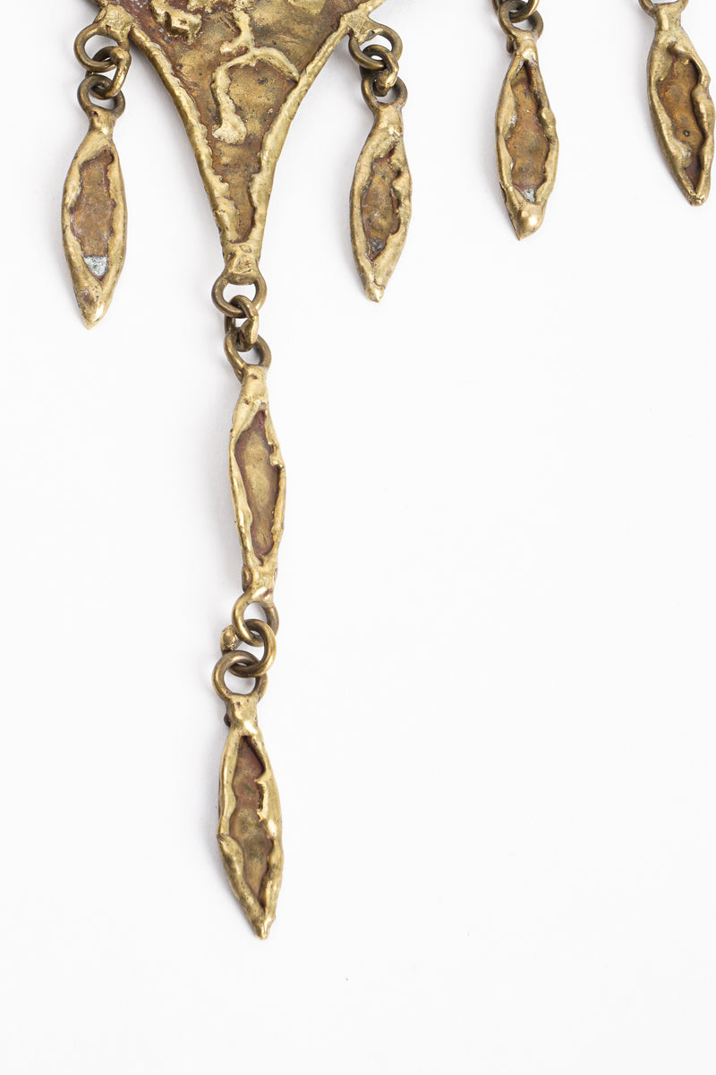 Vintage Brutalist Brass Diamond Drop Collar detail at Recess Los Angeles