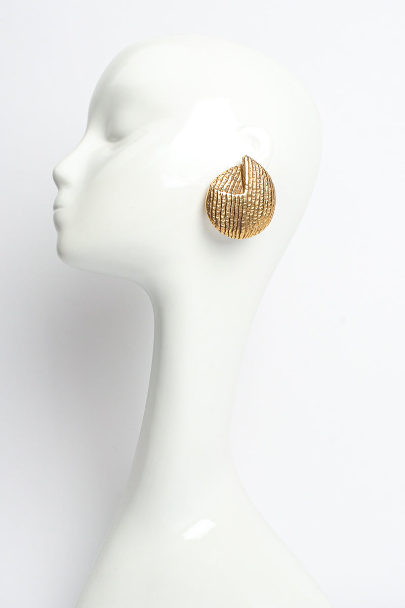 Vintage Geo Hammered Plate Earrings on mannequin @ Recess LA