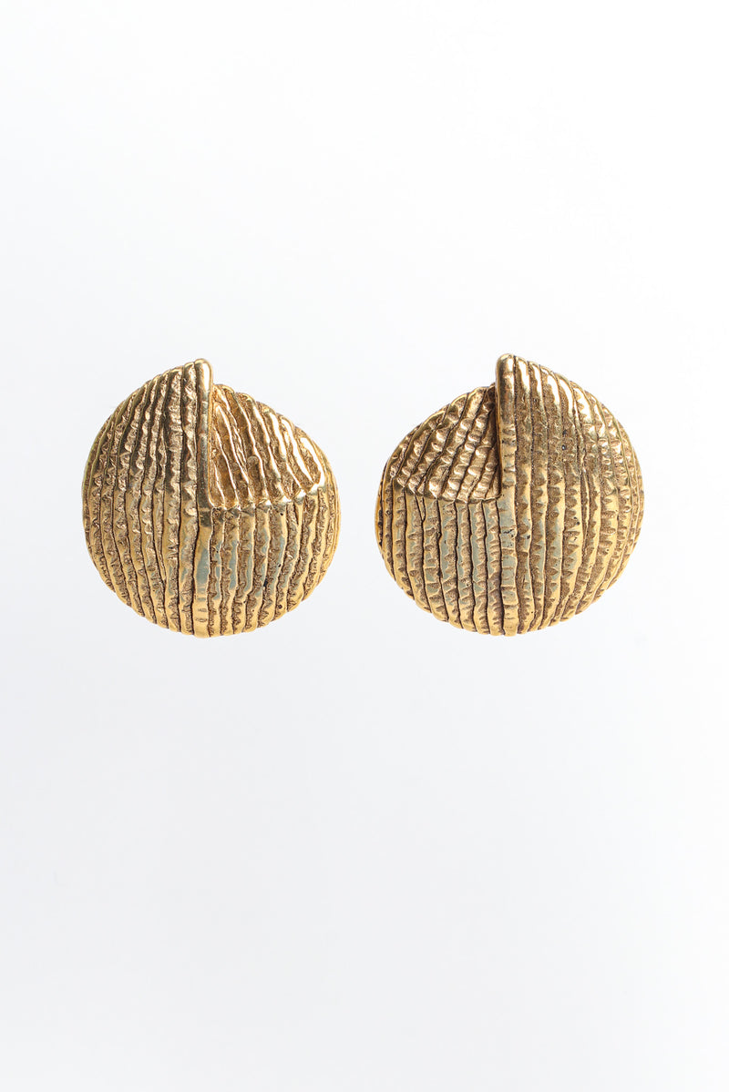 Vintage Geo Hammered Plate Earrings front hang @ Recess LA